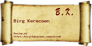 Birg Kerecsen névjegykártya